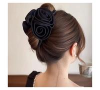 Flower Hair Clips 3pcs 13cm Rose Hair Clip Large Claw Elegant Accessories(Black)