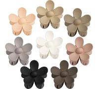 Flower Hair Clips, 8PCS Large Claw Clips for Women Thick Thin Hair, Big Cute Matte Hawaiian Flower Hair Claw Clips for Women Girls Styling Gifts 8 Neutral Colors