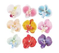 Flower Hair Clips - 9Pcs 9.5x9x2.3cm Fabric+Iron, Multicolor Collection, Blossom Barrettes Grip Fasteners | Perfect For Tropical Getaway Looks, Campus Routine Dressing, Seaside Photography