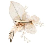 Flower Hair Clips Bridal Barrette Metallic Pearl Wedding