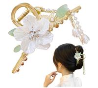 Flower Hair Clips, Hair Claw Clips Retro Metal Camellia Flower Hair Clips with Tassels, Non-Slip Hair Clips for Styling Thick and Thin Hair, Fashion Hair Accessories for Women Girls