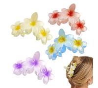Flower Hair Clips, Hair Claws for Women, 4 Pieces Flower Claw Hair Clips, Cute for Women | Hair Clip with Strong Hold, Fashionable Long Hair Clip for Collecting, Dating,