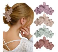 Flower Hair Clips, Large Claw Clip for Thick Hairs, Cute Flower Style for Straight Curly, Non-Slip for Teen Girls, Ladies Styling Four Different Colour (4PCS)