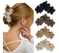 Flower Hair Clips, Large Hair Clip for Thick Hairs, Cute Flower Style for Straight Curly, Non-Slip for Teen Girls, Ladies Styling Four Different Colour (4PCS)