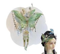 Flower Hair Clips, Tassel Bowknot Headpiece, Shiny Rose Silk Fairy Hair Accessory, Ideal for Girls’ Dance, Bridal, Beach, Cosplay, Prom, Wedding, School, Festival Looks, 0.05lbs Blue Green Purple