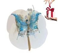 Flower Hair Clips, Tassel Silk Bowknot Barrettes, Shiny Rose Fairy Headpiece, Elegant Hair Accessory for Girls, Dance, Bridal, Vacation, Prom, School, Cosplay, Blue, Green, Purple