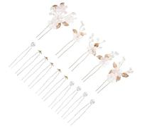 Flower Hair Pins Rhinestone Artificial Pearls with 15pcs for Women | Golden Bridal and Prom Styling, Iron Formed Details, Elegant Luxury Look, Gentle Day Comfort