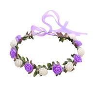 Flower Hair Wreath Headband Floral Crown Garland With Adjustable Ribbon Festivals Wedding Party Headpiece For Women Girl Toddler Hair Clips