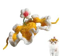 Flower Hat for Pets, Floral Design, Carefully Hand Woven, Cute, Fun, Knitted Wool Headwear, Knitted Dog Hat, Flower Cat Hat, Dog Hat for Medium Dogs, Hun