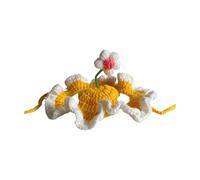 Flower Hat - Hand Woven Dog Knitted Hat with Floral Pattern | Small Funny Headwear for Winter Kittens and Puppies, Cuddly Warm Soft Accessory for Indoor and Outdoor Use