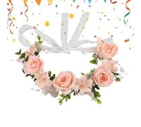 Flower Headband, Artificial Rose Floral Crowns, Realistic Petal Texture, Lightweight Comfort Fit, Boho Style Accessory, Elegant Girl Hair Accessories for Wedding Party Festival Photography, 7.5 Inch