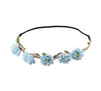 Flower Headband for Women, Forest Style Silk Floral Crown Wreath, Boho Hair Accessories for Wedding Bridal Photography Festival Party, Elastic Headpiece 48-50cm B