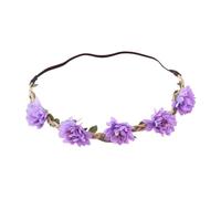 Flower Headband for Women, Forest Style Silk Floral Crown Wreath, Boho Hair Accessories for Wedding Bridal Photography Festival Party, Elastic Headpiece 48-50cm H