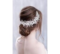 Flower Headband Wedding Hair Accessories Rhinestone Flower Bridal Headdress Hair Comb Hair Clip Wedding Hair Accessories (Silver)