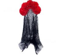Flower Headwear With Black Sheer Shoulder Cape For Halloween Masquerades Headpieces Costume Accessory Festive Party Headwear