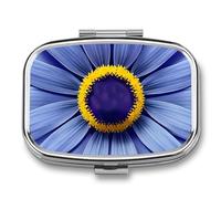 Flower Heart Bee Pill Box 2 Compartment, Portable Pill Case with Mirror for Pocket Purse Travel, Mini Metal Medicine Organizer for Vitamins Fish Oil