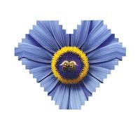 Flower Heart bee Print Building Brick Block Puzzle - Heart Shaped Picture Puzzles, Wooden Picture Jigsaw Puzzles