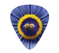 Flower heart bee Print Guitar Picks 12 Pack - Thin Medium Heavy Plectrums for Acoustic Guitar Bass Electric Guitar