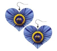 Flower heart bee Prints Leather Heart earrings Pendant Stylish and beautiful Lightweight Dangle for Women Girls