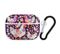 Flower Heart Chicken Airpod Pro Case Cover Wireless Earbuds Case Protective Cover with Keychain Compatible with AirPods 1st & 2nd Generation Full Protective, Front LED Visible White