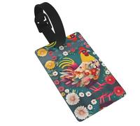 Flower Heart Chicken Printed Small Luggage Tags Portable Bag ID Holders with Adjustable Strap for Travel Gear