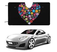 Flower Heart Funny Car Windshield Sun Shade Collapsible Vehicle Front Window Visor Heat Insulation Cover 51"×28" 55"×30"