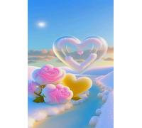 Flower Heart Snow 300 Piece Jigsaw Puzzles for Adults, Challenging and Brainteasing, Difficult Puzzles, Puzzle 300 Pieces
