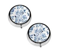 Flower Herbs and Herbaceous Plants Print Pill Box 3 Compartment Medicine Pill Case,Portable for Pocket Or Purse Pill Organizer Decorative Metal Medicine Vitamin Organizer Unique Gift