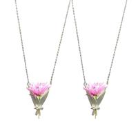 Flower Holder Necklace, 2PCS Flower Bouquet Necklace, DIY Wearable Flowers Vase Necklaces for Women Girls, Elegant Flowers Holding Necklaces Chain Jewelry Pendants, for Insert Real or Dried Flowerss