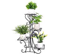 Flower Holder Racks, Metal Flower Display Stand Outdoor Garden Plant Holder with 4 Tier Shelves for Indoor Black