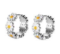 Flower Hoop Earrings Small Hoop Earring Tiny Flower Earrings For Daughter Sensitive Ear Women Simple Jewelry
