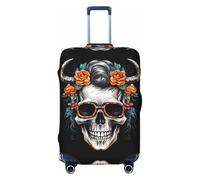 Flower Horn Skull A Travel Luggage Covers - Elasticity Suitcase Covers Protector for Luggage 18-32 Inch