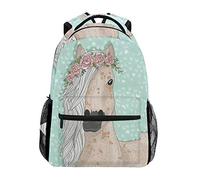 Flower Horse Backpacks School Student Backpack Big for Girls Kids Elementary School Shoulder Bag Bookbag