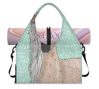 Flower Horse Sports Duffle Bag with Shoe Compartment Cute Horse Weekend Overnight Bags Tote Cabin Luggage Bag for Gym Yoga Travel