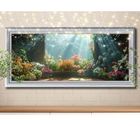 Flower House,Landscape Diamond Painting Kits,5D DIY Diamond Art Kits for Adults,Full Drill Gem Embroidery Arts Crafts Painting Pictures by Numbers (50x100cm),Diamond Art for Kids Home Decor 59E-2196
