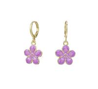 Flower Huggie Hoop Earrings for Women 6 Colorful Styles Small Dangle Drop Earrings Hypoallergenic Cute Floral Jewelry Gifts, Zinc, No Gemstone