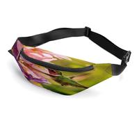 Flower Hummingbird Waist Bag,Durable Sling Bag with Adjustable Strap Crossbody Waist Bag,for Outdoors Workout Traveling Casual Running Hiking Cycling