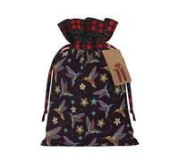 (Flower Hummingbirds Embroidery) Drawstring Gift Bags Holiday Present Goody Bags For Xmas Party S
