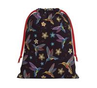 Flower Hummingbirds Embroidery Print Convenient Drawstring Gift Wrapping Bag Lightweight Comfort Suitable All Occasions