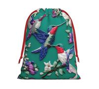 Flower Hummingbirds Embroidery Print Drawstring Gift Reusable Pouch Wedding Candy Toys Cards Storage Function Portable
