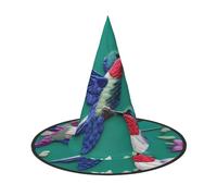 Flower Hummingbirds Embroidery Print Teens Adults Halloween Witch Hat Unisex Cap For Wide Brim Carnivals Party Accessory