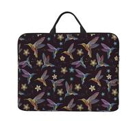 Flower Hummingbirds Embroidery Printed 14 Inch Laptop Sleeve Case with Handle Portable Computer case Laptop Bag with Zipper