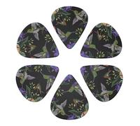 Flower Hummingbirds Embroidery Printed Guitar Picks 6-Pack with Holder - 0.71mm Funny Guitar Picks for Acoustic Guitar, Electric Guitar, Bass Guitar