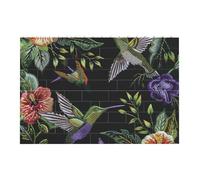 Flower Hummingbirds Embroidery Printed Jigsaw Puzzle 14.4x9.8 CM, Rectangular Puzzle Challenging Game for Adults Gifts, Family Fun Decorative Wall Decor