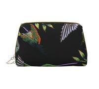 Flower Hummingbirds Embroidery Printed Makeup Bag for Women Portable Leather Make up Bag Travel Zipper Cosmetic Bags Organizer