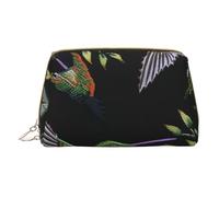 Flower Hummingbirds Embroidery Printed Small Makeup Bag Portable Leather Make up Bag Travel Zipper Cosmetic Bags Organizer for Women