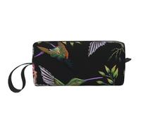Flower Hummingbirds Embroidery Printed Travel Makeup Bag Portable Cosmetic Bag Makeup Case Toiletry Handbag Organiser for Women