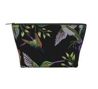 Flower Hummingbirds Embroidery Printed Travel Makeup Bag Trapeze Cosmetic Bag Makeup Case Toiletry Bag Organiser for Women