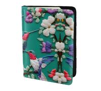 Flower Hummingbirds Embroidery Printing Passport Holder For Travel Must Have,Passport Cover Case For Travel Accessories For Women Men, Black, One Size
