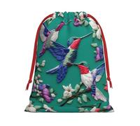 Flower Hummingbirds Embroidery Super Soft Velvet Christmas Storage Bag Festival Promotion Annual Celebration and Daily Use